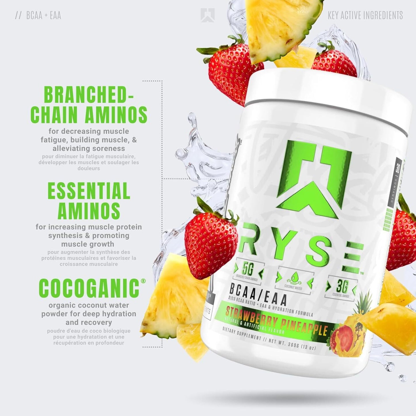 RYSE BCAA+EAA Strawberry Pineapple 30 Servings