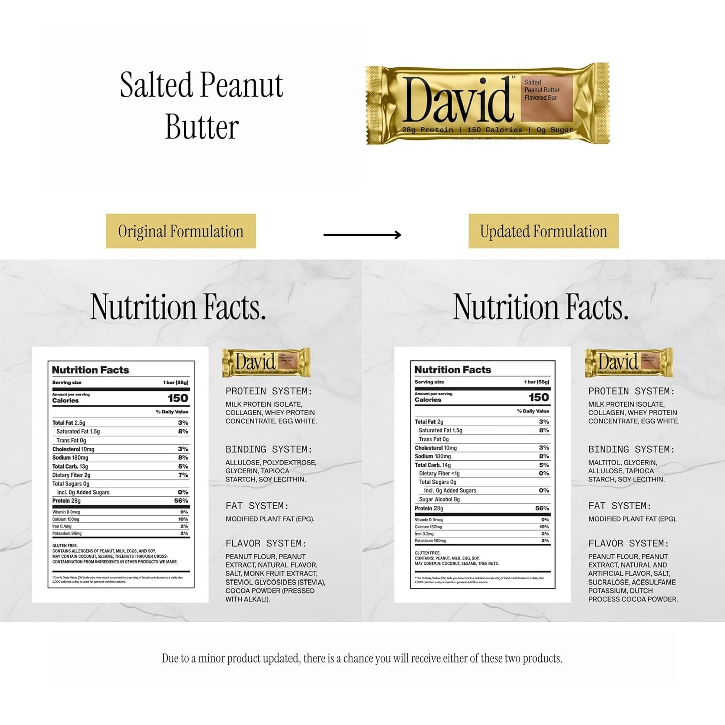 David, Protein Bar, Salted Peanut Butter, Pack of 12 Bars