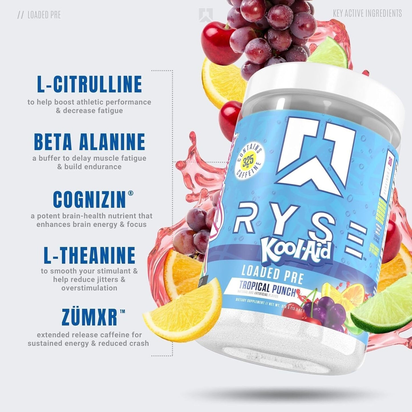 RYSE Loaded Pre Workout Powder Kool Aid | 13.1 oz Exp: 04/2025 NO REFUND