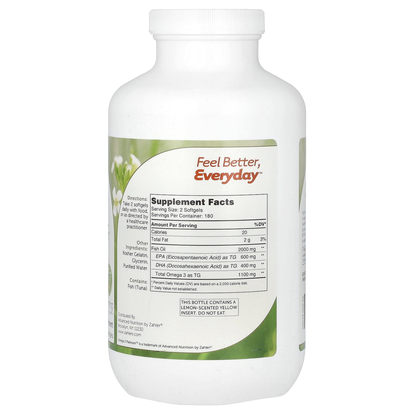 Zahler Omega 3 Platinum 2000mg, Advanced Omega 3 Fish Oil Supplement, 360 Softgels