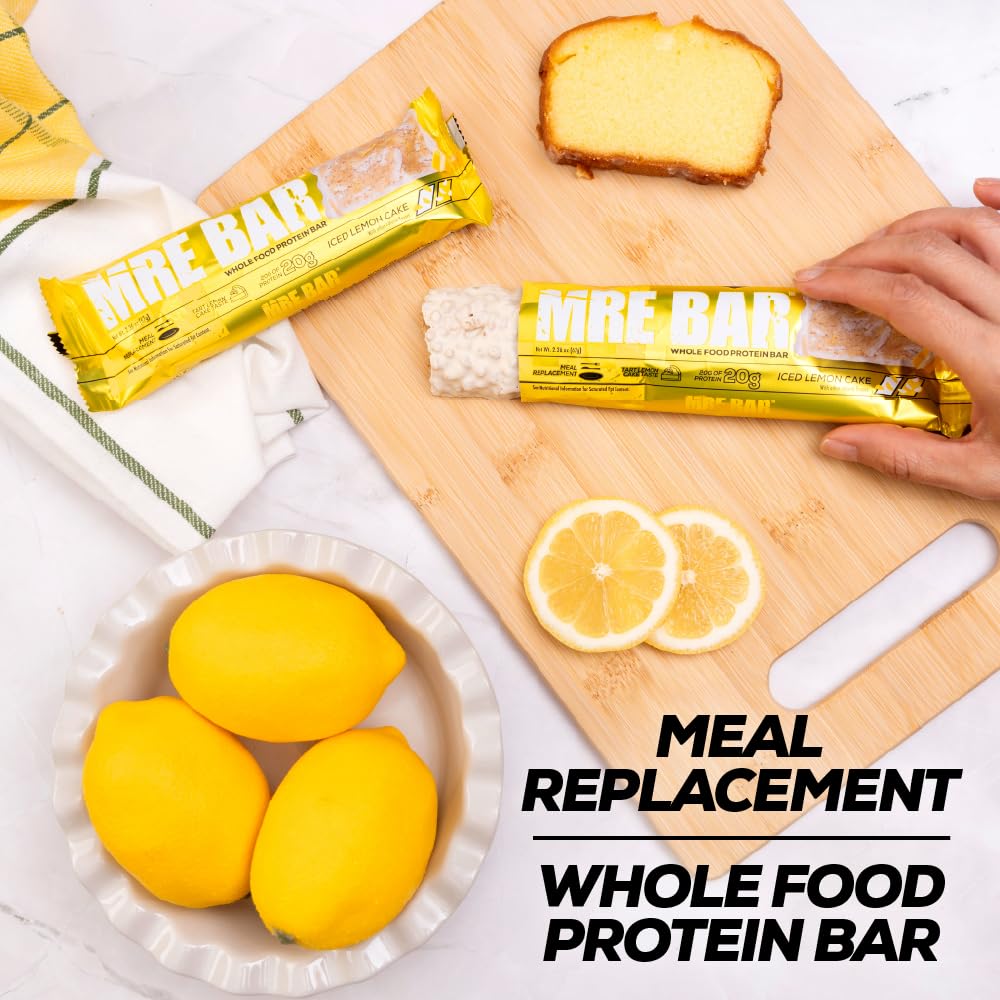 REDCON1 MRE Protein Bar, Blueberry Cobbler - Contains MCT Oil + 20g of Whole Food Protein - Easily Digestible, Macro Balanced Low Sugar Meal Replacement Bar (12 Bars)