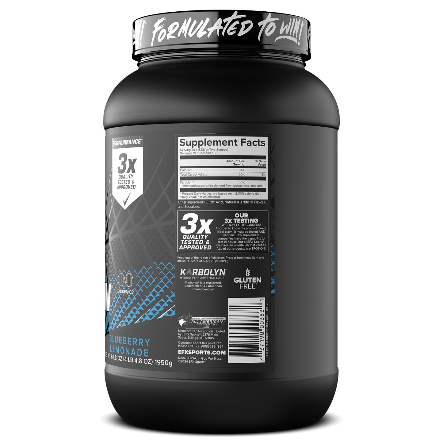 EFX Sports Karbolyn Fuel | Fast-Absorbing Carbohydrate Powder | Carb Load, Sustained Energy, Quick Recovery | Stimulant Free | 39 Servings (Neutral)