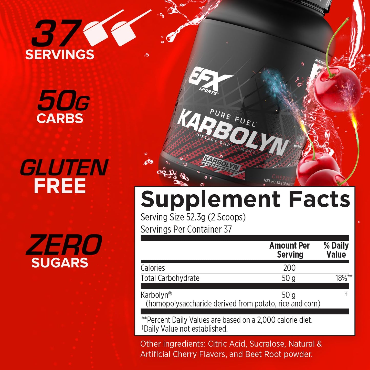 EFX Sports Karbolyn Fuel | Fast-Absorbing Carbohydrate Powder | Carb Load, Sustained Energy, Quick Recovery | Stimulant Free | 39 Servings (Neutral)