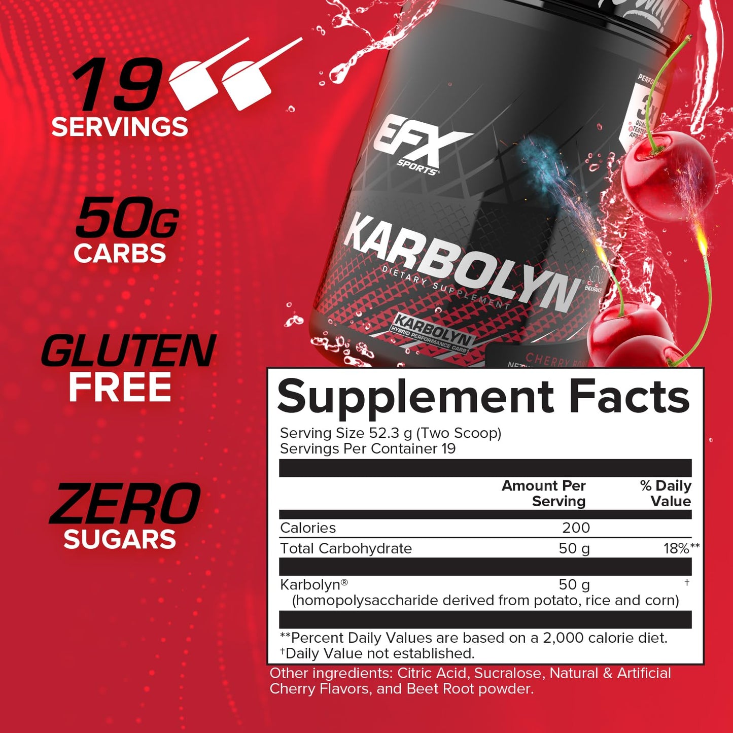 EFX Sports Karbolyn Fuel | Fast-Absorbing Carbohydrate Powder | Carb Load, Sustained Energy, Quick Recovery | Stimulant Free | 39 Servings (Neutral)