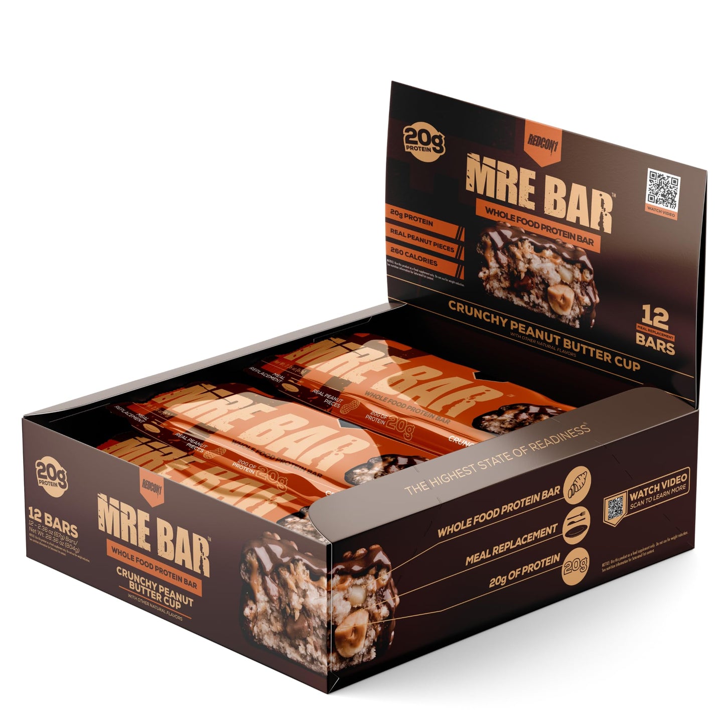 REDCON1 MRE Protein Bar, Blueberry Cobbler - Contains MCT Oil + 20g of Whole Food Protein - Easily Digestible, Macro Balanced Low Sugar Meal Replacement Bar (12 Bars)