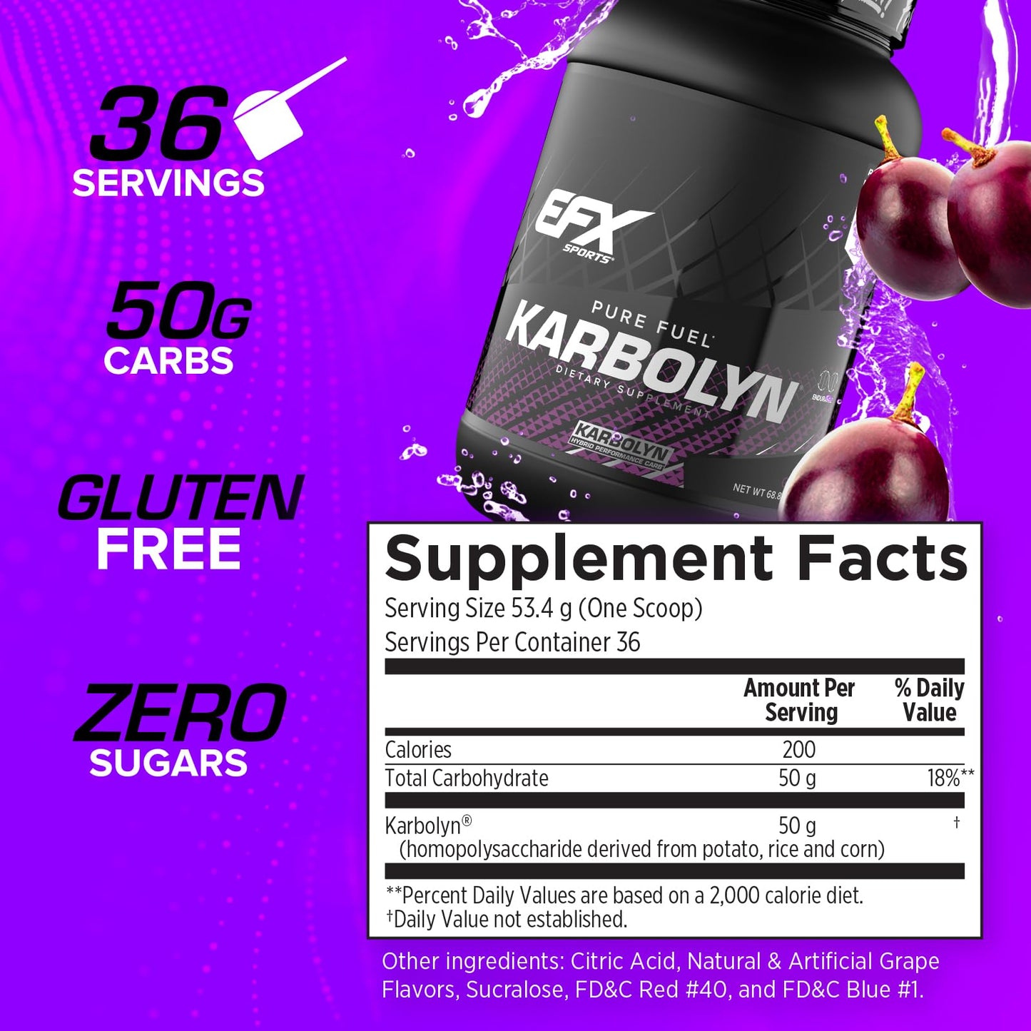 EFX Sports Karbolyn Fuel | Fast-Absorbing Carbohydrate Powder | Carb Load, Sustained Energy, Quick Recovery | Stimulant Free | 39 Servings (Neutral)