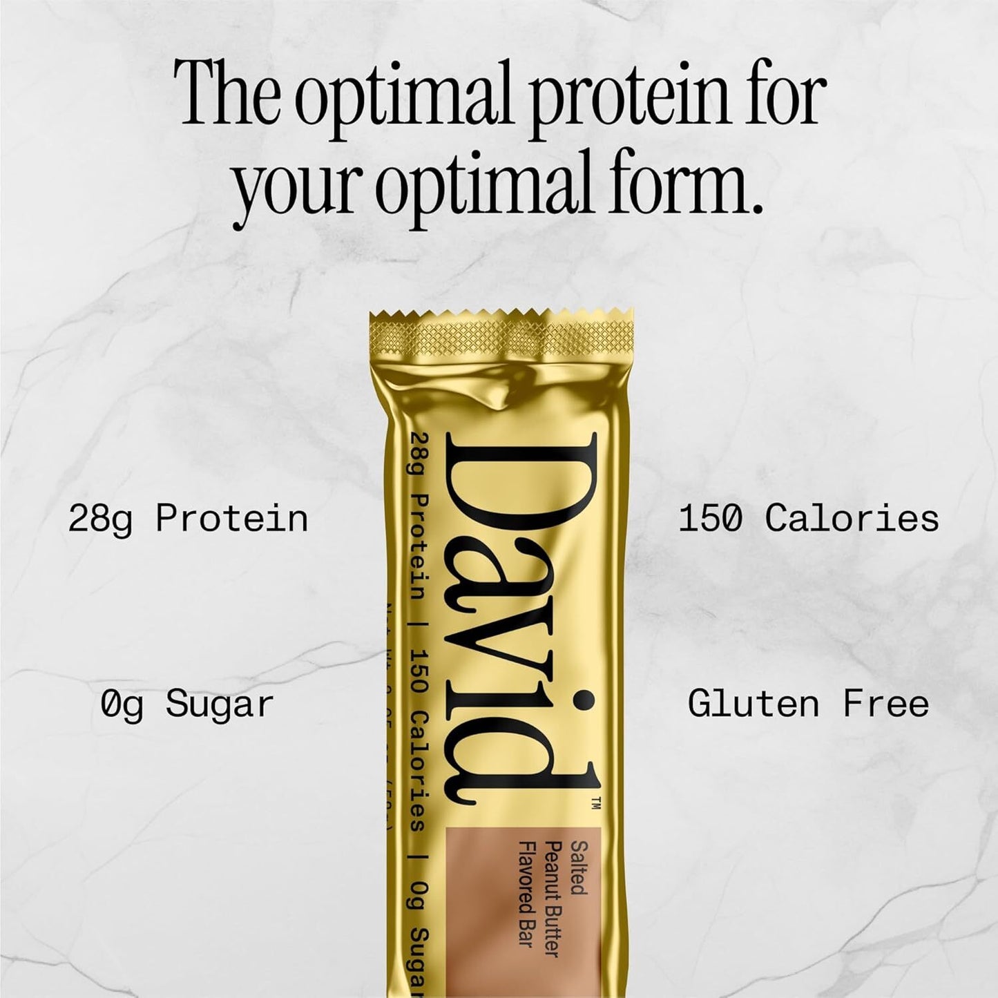 David, Protein Bar, Salted Peanut Butter, Pack of 12 Bars
