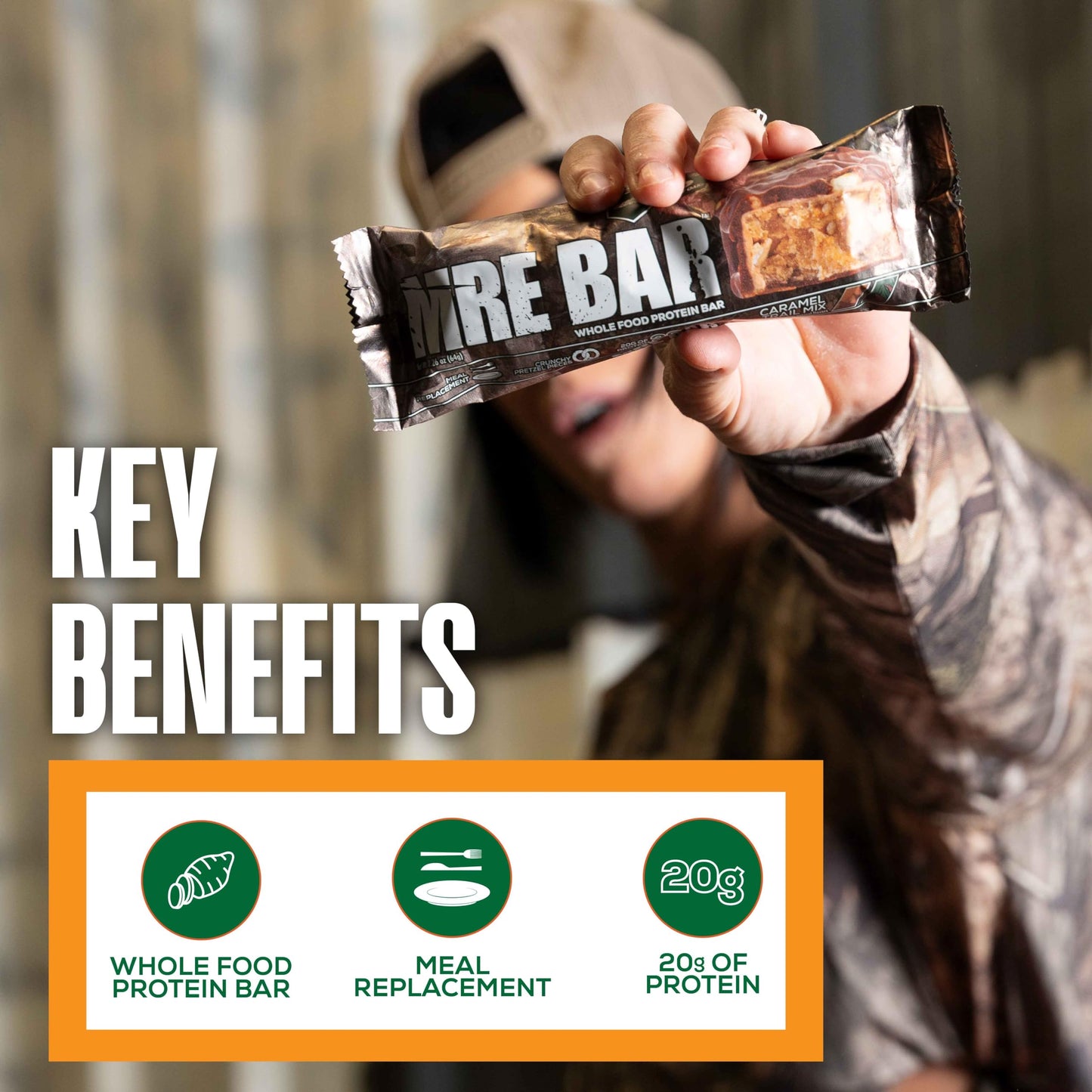 REDCON1 MRE Protein Bar, Blueberry Cobbler - Contains MCT Oil + 20g of Whole Food Protein - Easily Digestible, Macro Balanced Low Sugar Meal Replacement Bar (12 Bars)