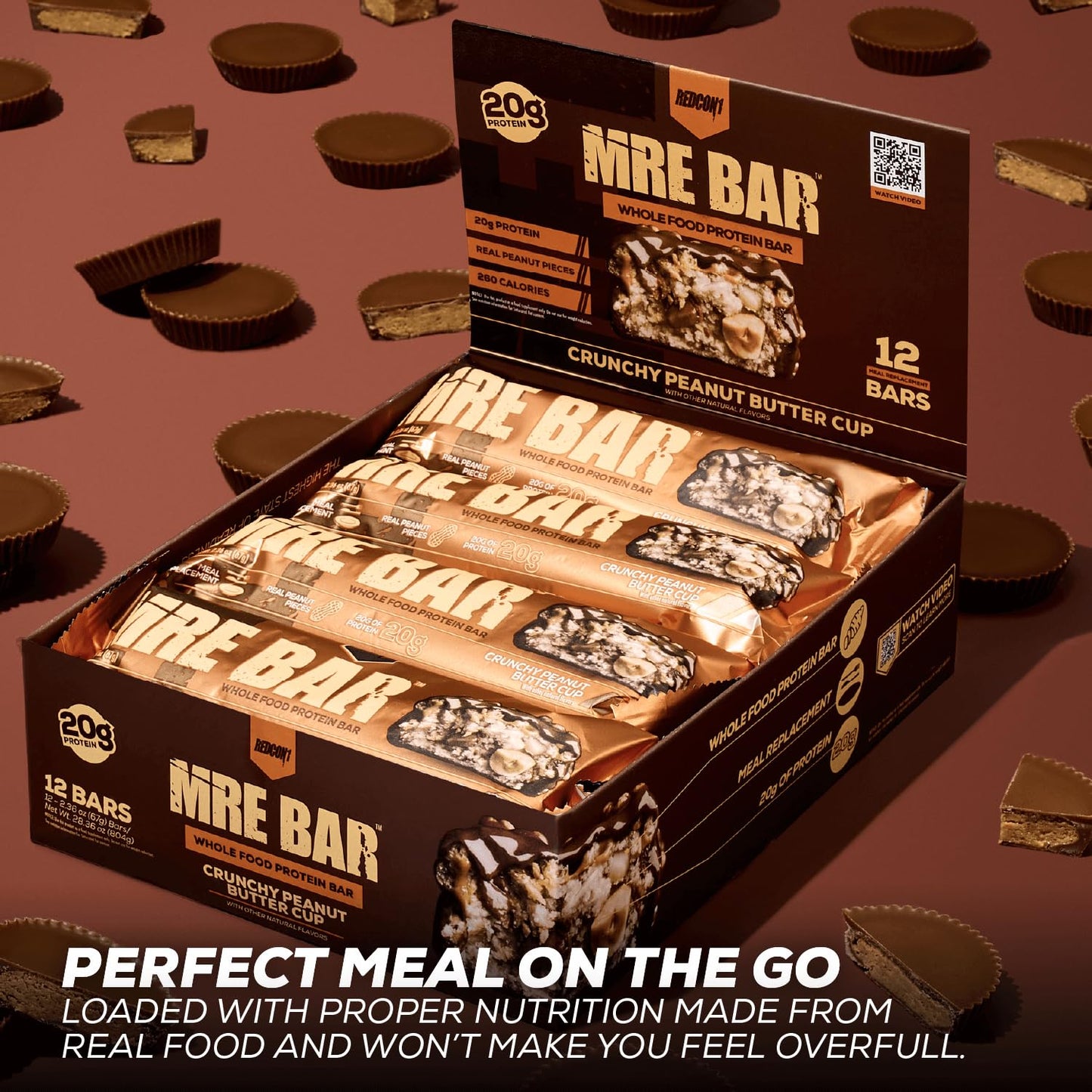 REDCON1 MRE Protein Bar, Blueberry Cobbler - Contains MCT Oil + 20g of Whole Food Protein - Easily Digestible, Macro Balanced Low Sugar Meal Replacement Bar (12 Bars)