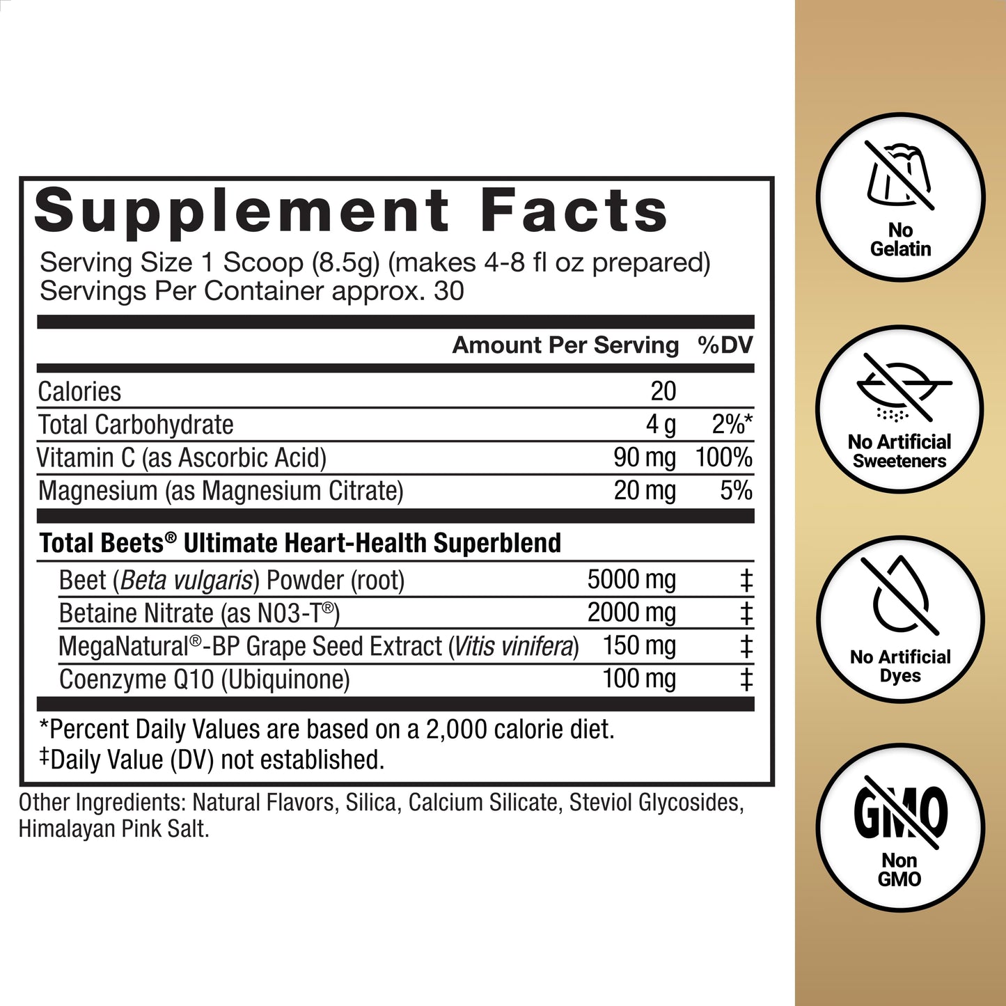 Force Factor Total Beets Ultimate Heart Health Blood Pressure Support with CoQ10, Beet Root Powder, Grape Seed Extract, Blood Pressure Supplement for Circulation, Black Cherry, 30 Servings