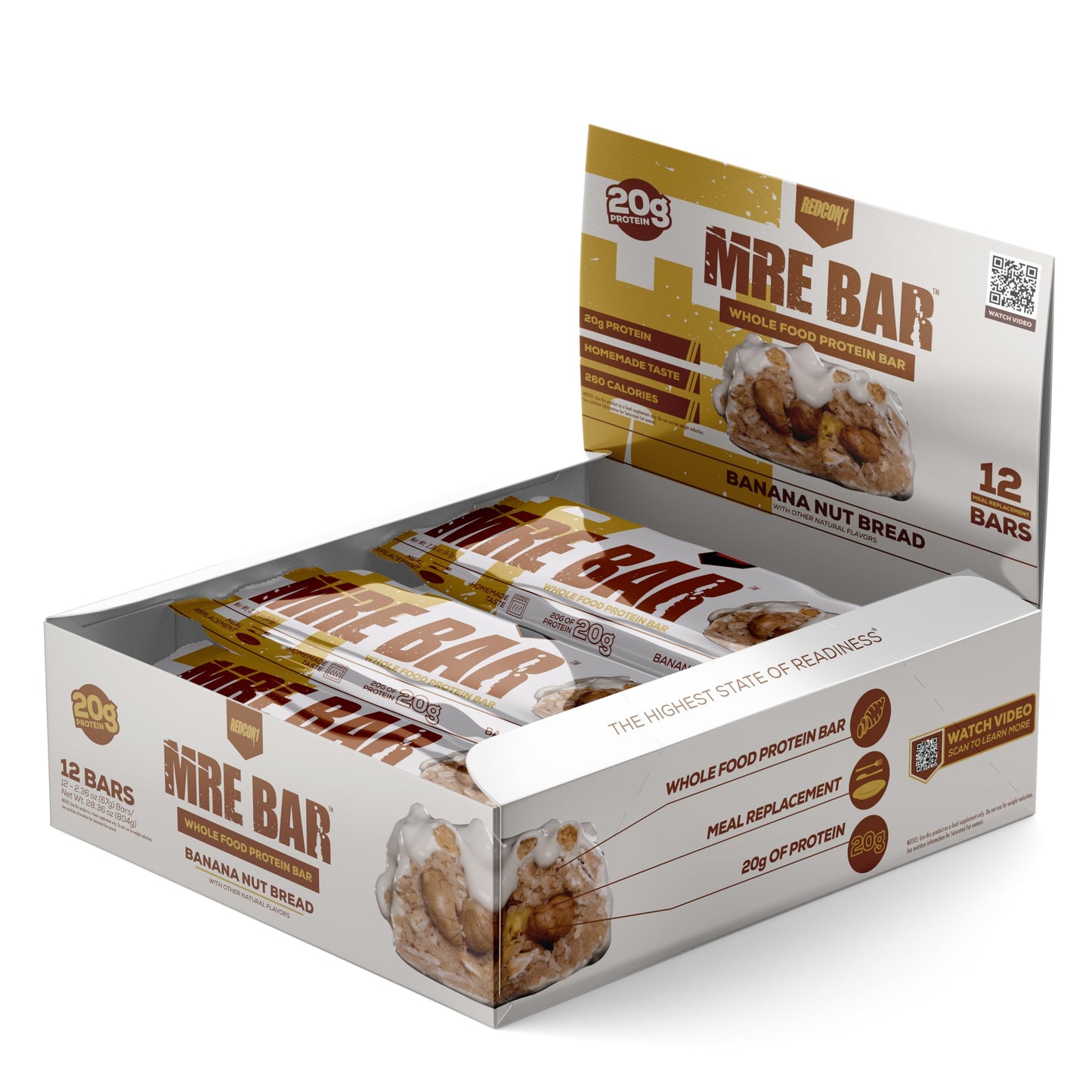 REDCON1 MRE Protein Bar, Blueberry Cobbler - Contains MCT Oil + 20g of Whole Food Protein - Easily Digestible, Macro Balanced Low Sugar Meal Replacement Bar (12 Bars)