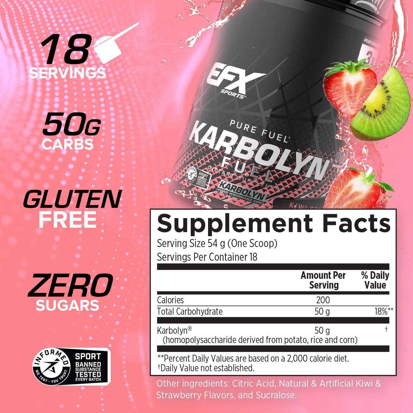 EFX Sports Karbolyn Fuel | Fast-Absorbing Carbohydrate Powder | Carb Load, Sustained Energy, Quick Recovery | Stimulant Free | 39 Servings (Neutral)