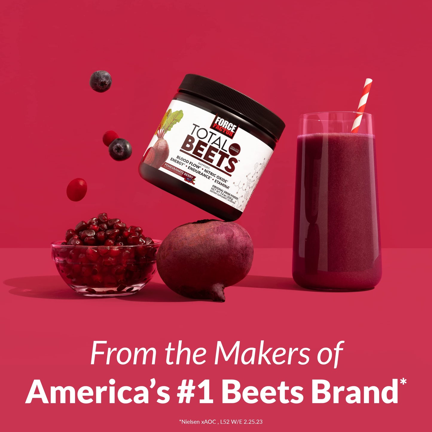 Force Factor Total Beets Ultimate Heart Health Blood Pressure Support with CoQ10, Beet Root Powder, Grape Seed Extract, Blood Pressure Supplement for Circulation, Black Cherry, 30 Servings