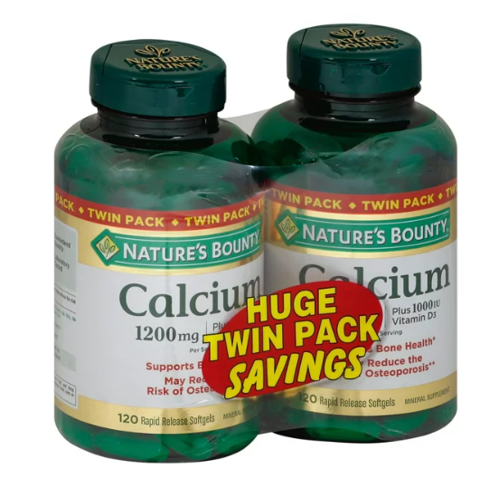 Nature's Bounty Calcium Plus Vitamin D3 120 Softgels Twin Pack -- 1200 mg - 240 Rapid Release Softg