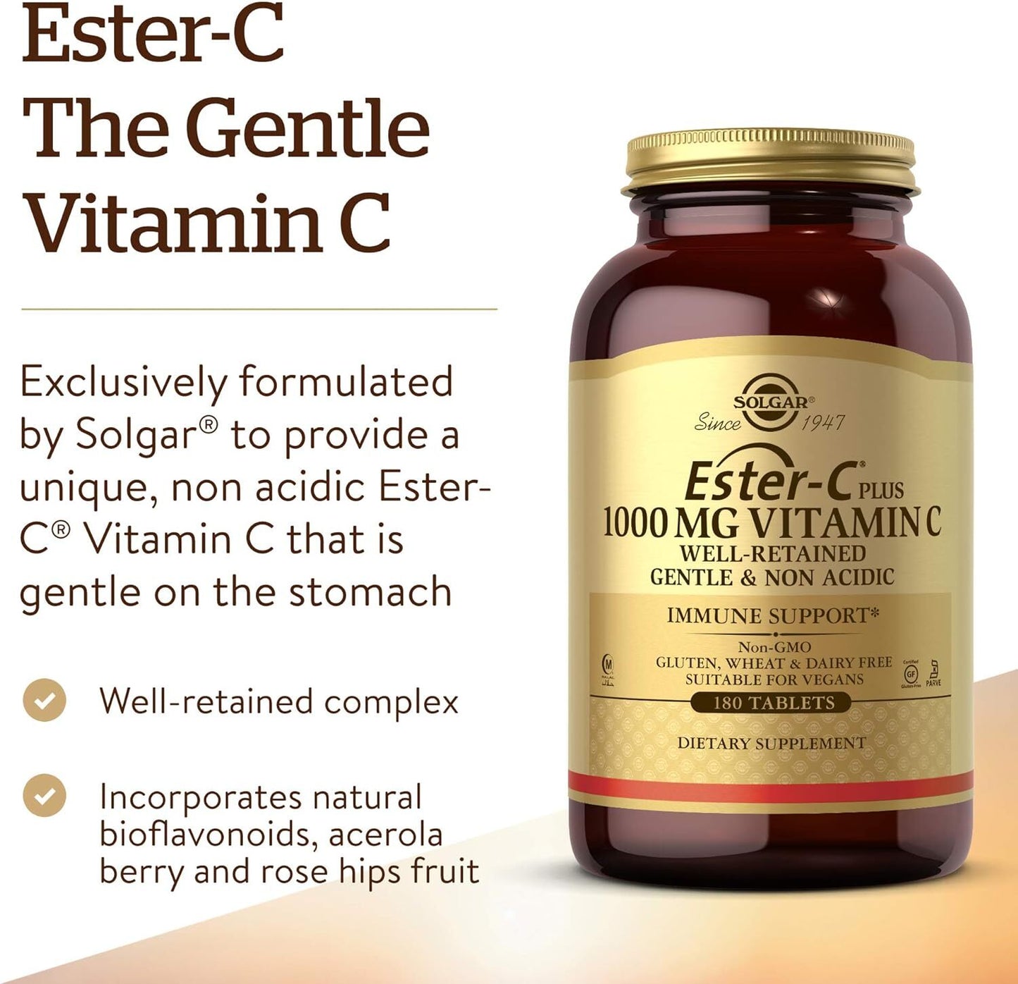 Solgar Ester-C 1000 mg Vitamin C , 180 Tablets