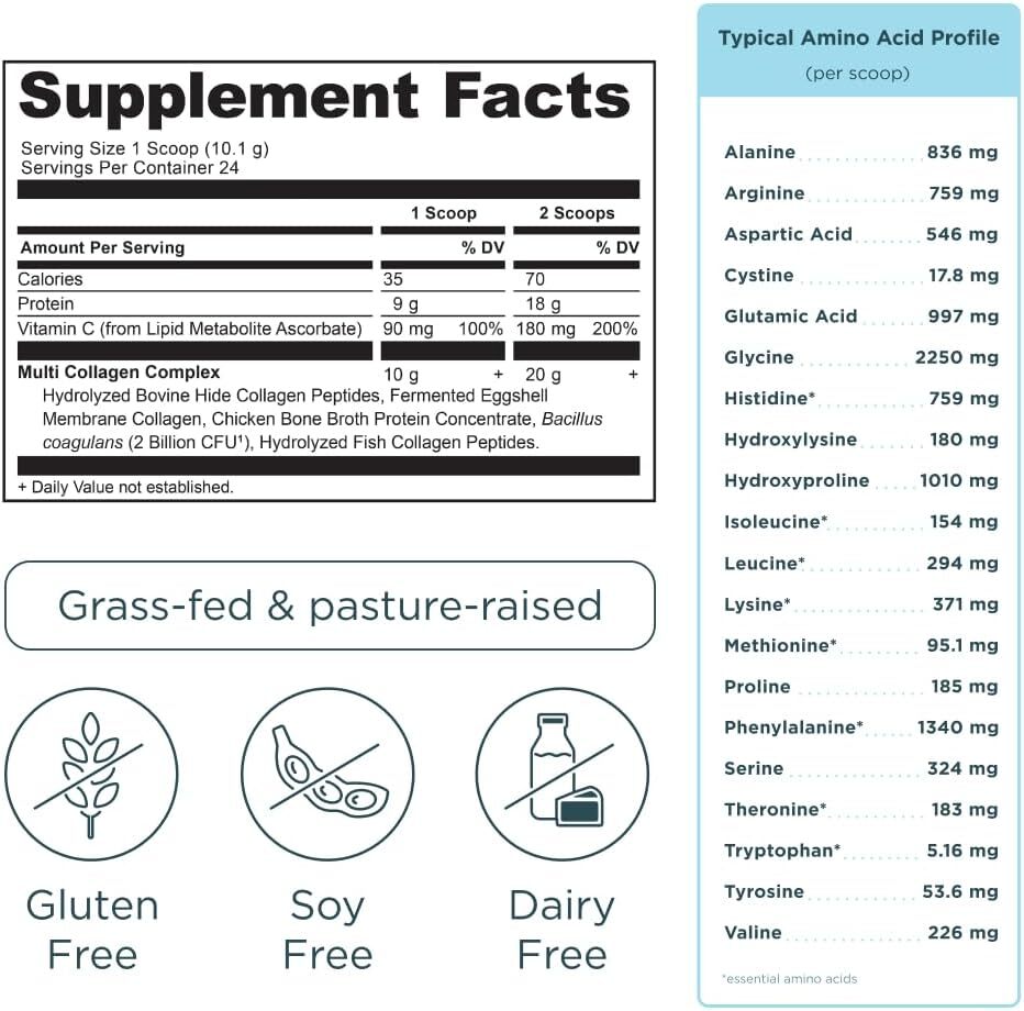 Ancient Nutrition Multi Collagen Protein Vitamin C & Probiotics 8.6 oz