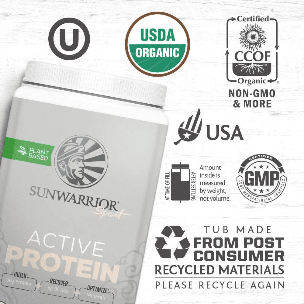 Sunwarrior Pre & Post Workout Active Protein Vegan - Chocolate Protein, 2.2 lbs