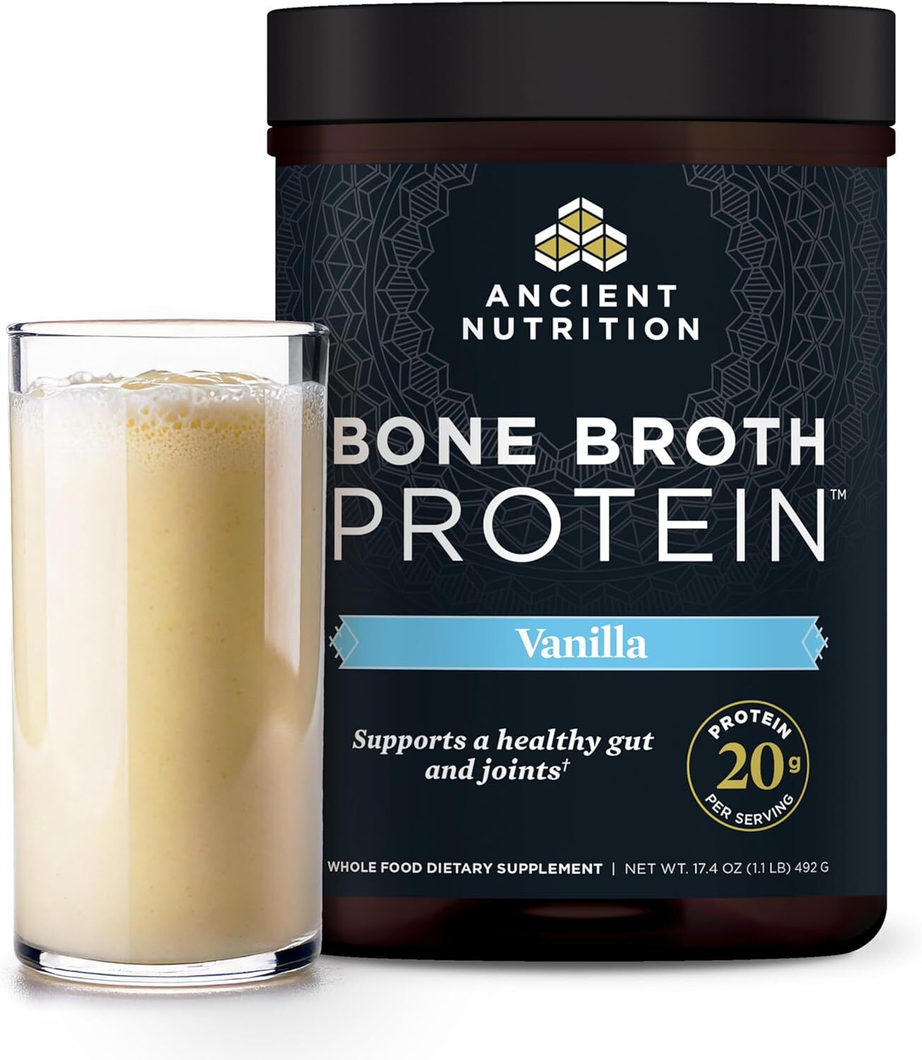 Ancient Nutrition Bone Broth Protein Powder Vanilla 17.4 Oz