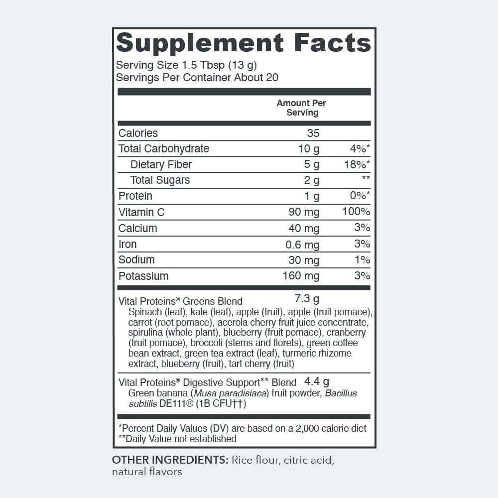 Vital Proteins Daily Greens Green Apple Flavor 9.3 OZ