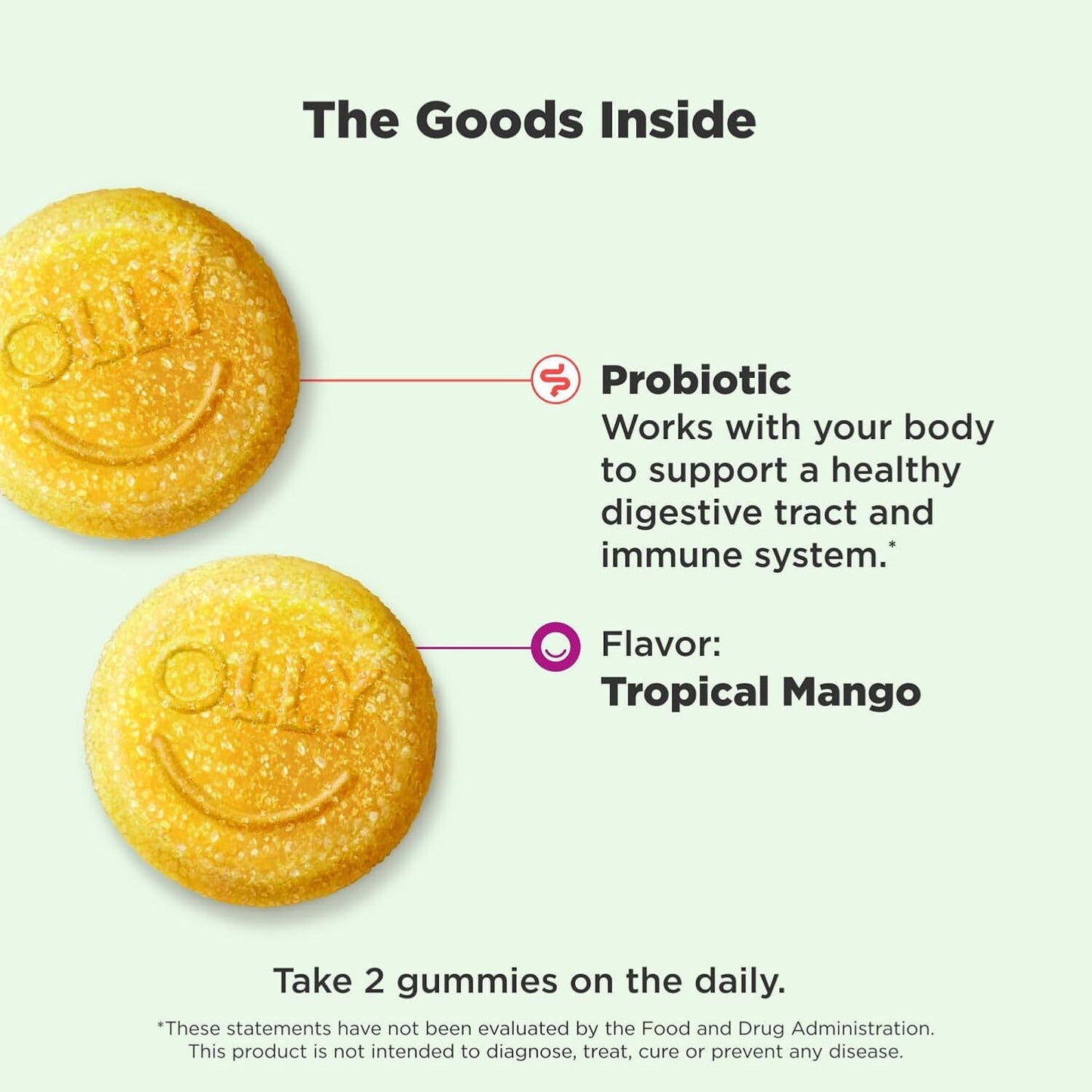 OLLY Probiotic Gummy Immune & Digestive - Gut Health Mango 80 Ct - Pack of 5