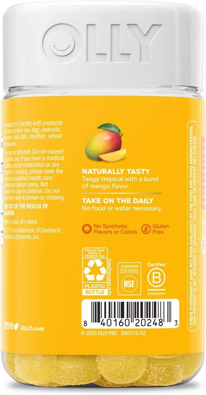 OLLY Probiotic Gummy Immune & Digestive - Gut Health Mango 80 Ct - Pack of 5