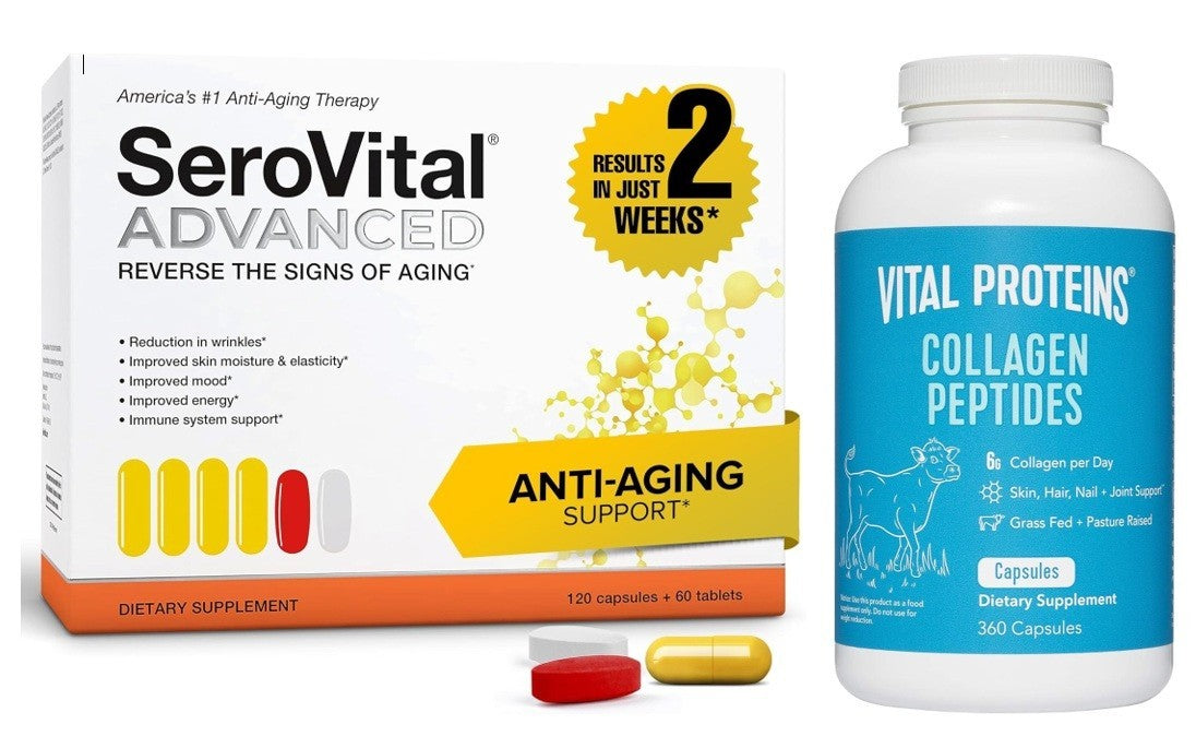 Serovital Advanced 180 Caps + Vital Proteins Collagen 360 Caps Wellness Bundle