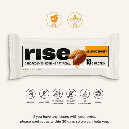 Rise Bar Rise Protein Bar Almond Honey 12 bars - Pack of 2