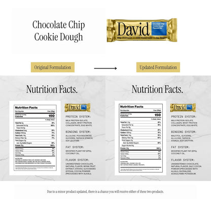 David Protein Bar Chocolate Chip Cookie Dough Pack of 12 Protein Bars | 28g o...