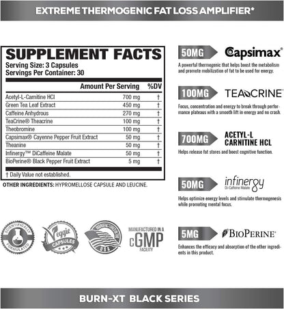 Burn XT Black Thermogenic Fat Burner (90 Veggie Capsules)