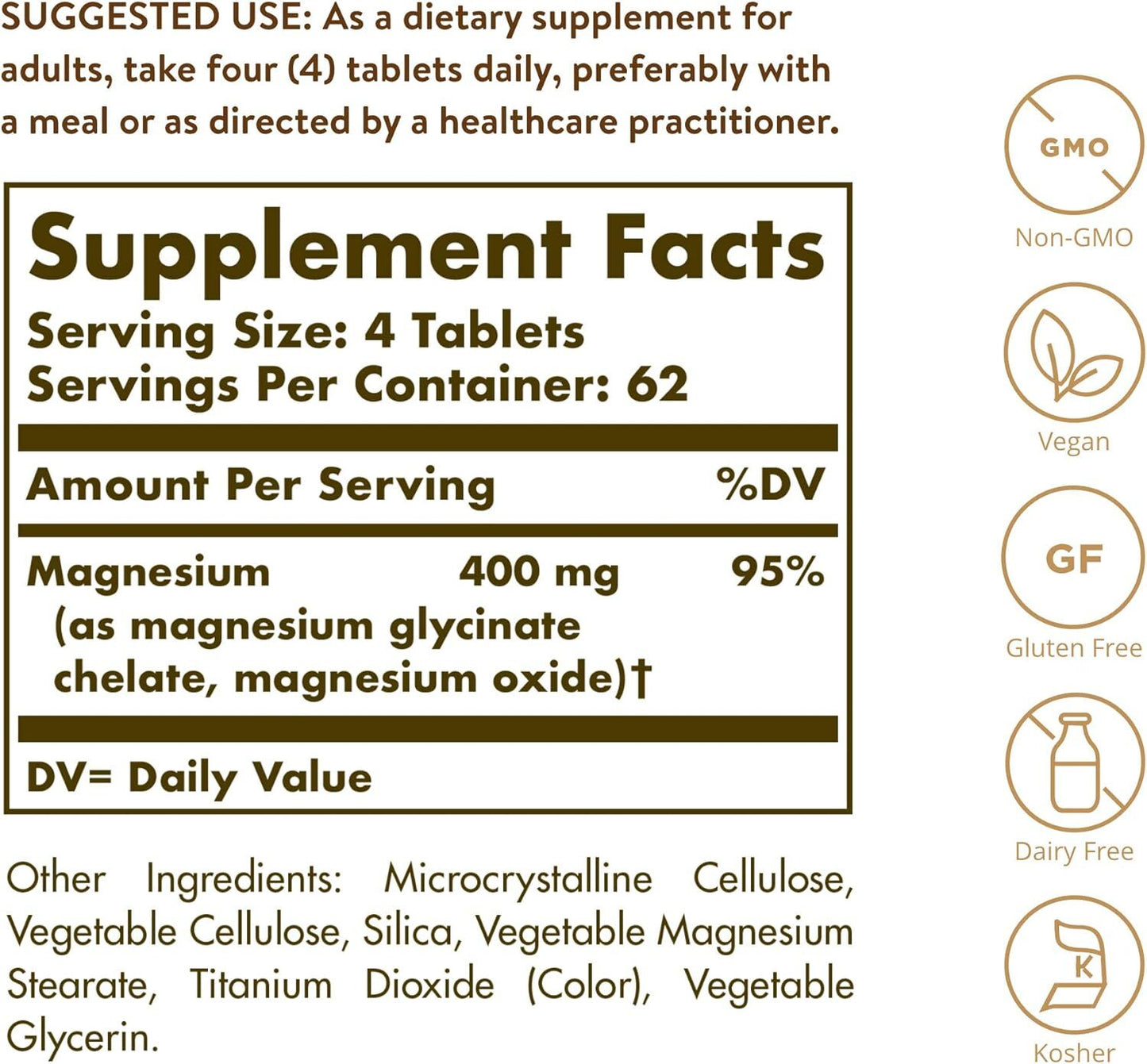 Solgar Chelated Magnesium 250 Tablets