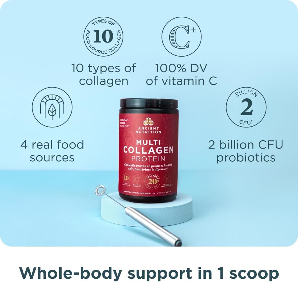 Ancient Nutrition Multi Collagen Protein Vitamin C & Probiotics 8.6 oz
