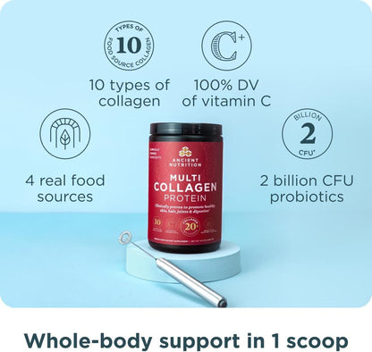 Ancient Nutrition Multi Collagen Protein Vitamin C & Probiotics 8.6 oz