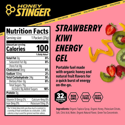 Honey Stinger Strawberry Kiwi Energy Gel.  Caffeinated & Gluten Free