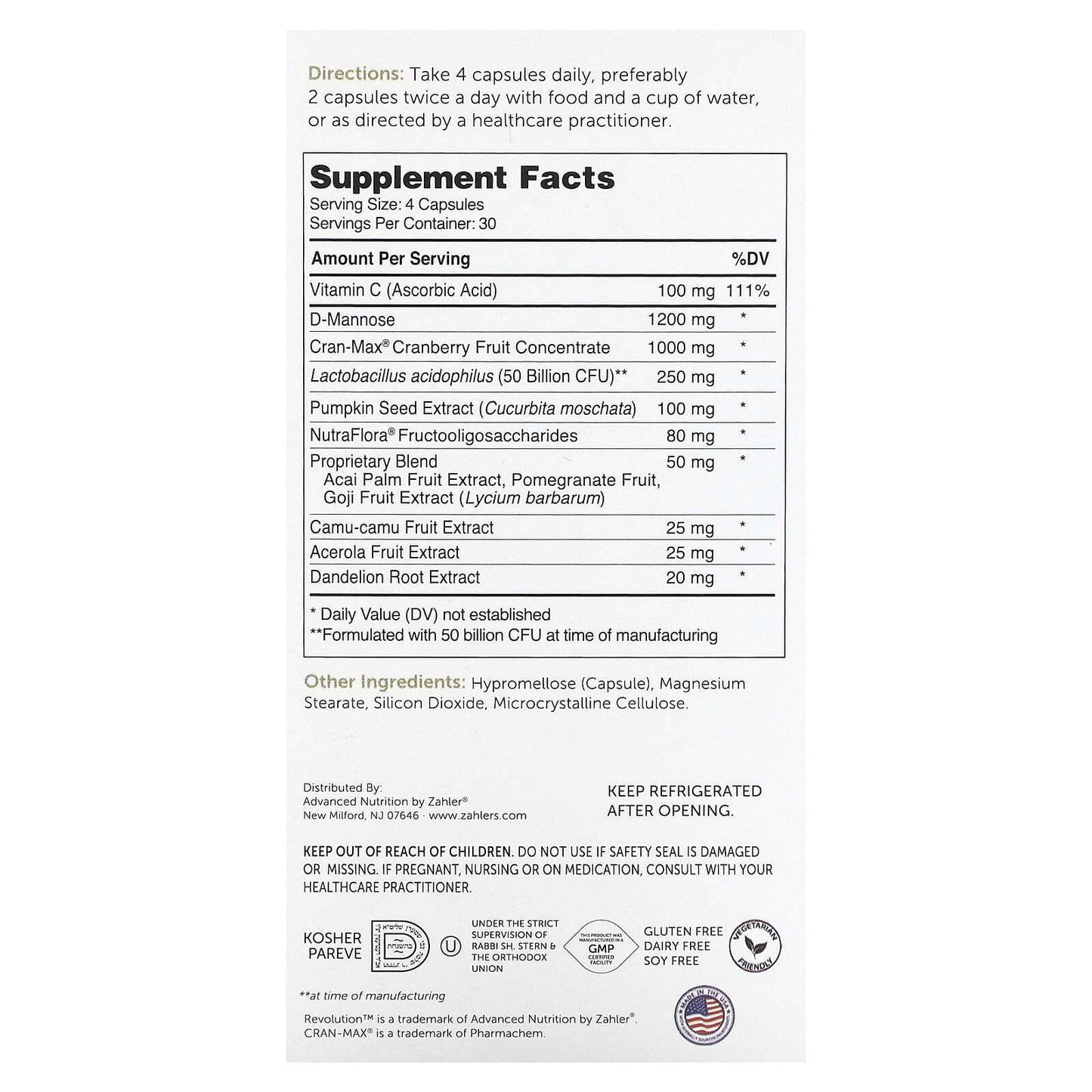 Zahler, Revolution, Complete Urinary Tract Formula, 120 Capsules