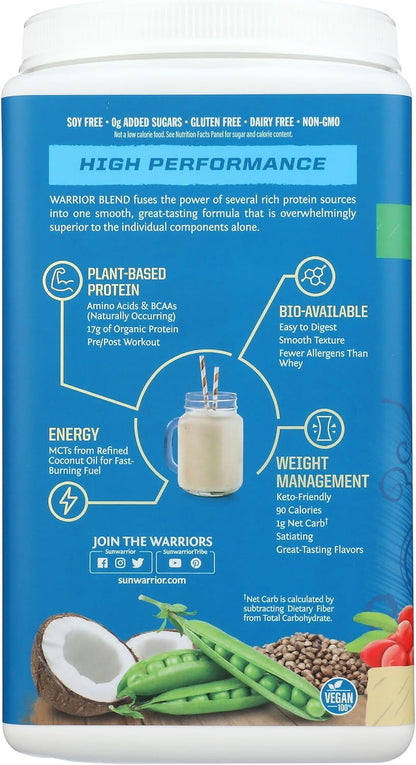 Sunwarrior Warrior Protein Powder 1.65 lbs Organic Vegan w/ BCAAs Vanilla Flavor