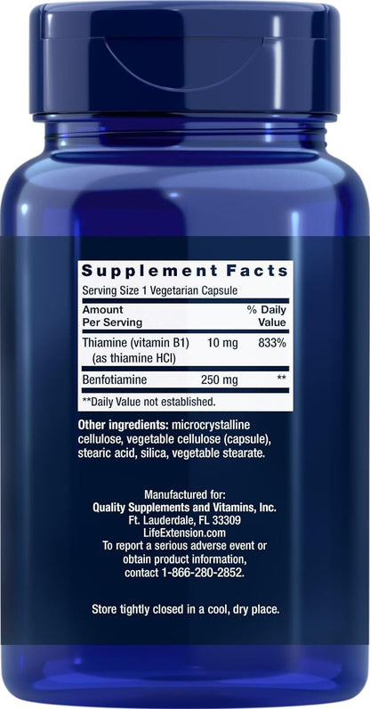 Life Extension Mega Benfotiamine, 250 mg, 180 Veg caps with Thiamine