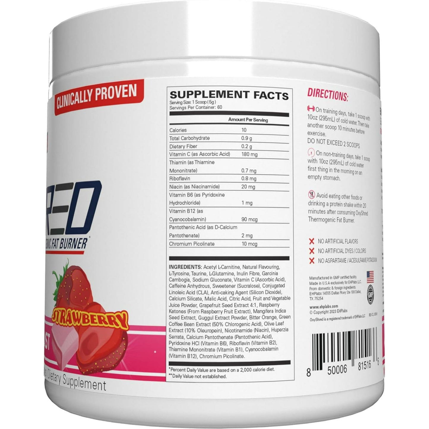 EHP Laps, OxyShred, Fat Burner, Cosmic Blast, Strawberry, 10.16 oz (288 g)