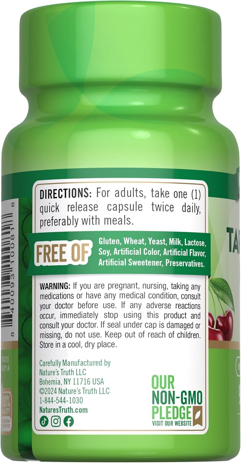 Nature's Truth Ultra Tart Cherry Extract Capsules 1200 mg 90 ea (Pack of 2)