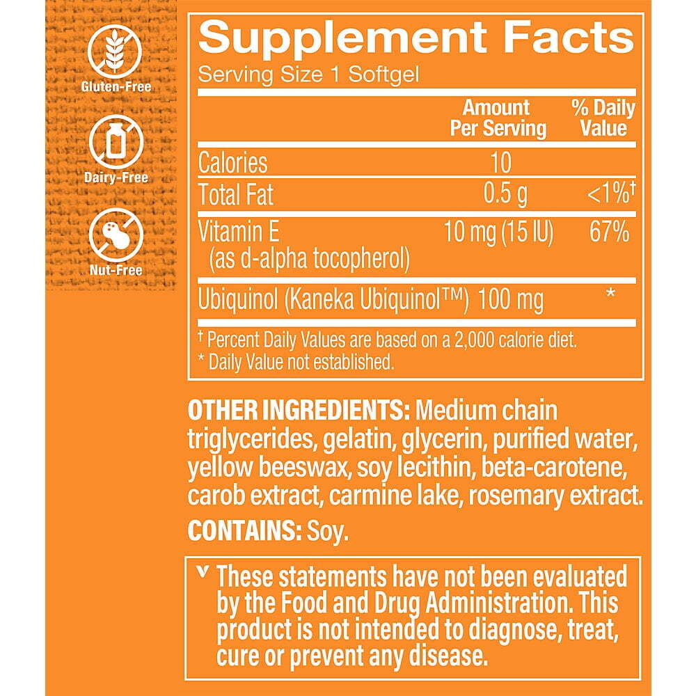 The Vitamin Shoppe Ubiquinol CoQ-10 100mg - Once Daily (120 Softgels)