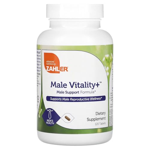 Zahler Male Vitality+ Male Support Enhancing Supplement Formula with Shilajit, Ashwagandha, CoQ10, Vitamins and Minerals - Kosher Non-GMO Mens Health Supplement for Reproductive Wellness (120 Count)