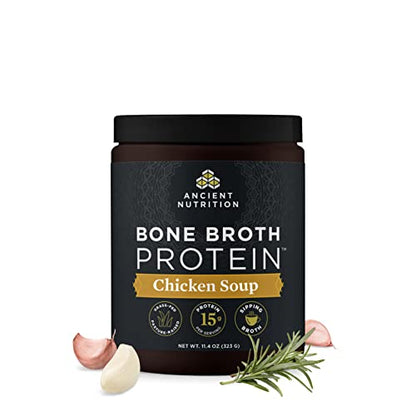 Ancient Nutrition Bone Broth Protein Powder, Chicken Soup, Grass-Fed Chicken and Beef Bone Broth Powder, 15g Protein Per Serving, Supports a Healthy Gut, 15 Servings