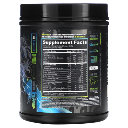 RYSE Godzilla Pre Workout Intense Pumps, Energy 40 Servings (Monsterberry Lime)