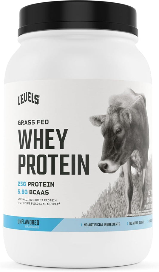 Levels Grass Fed Whey Protein, No Artificials, 25G of Protein, Unflavored, 2LB