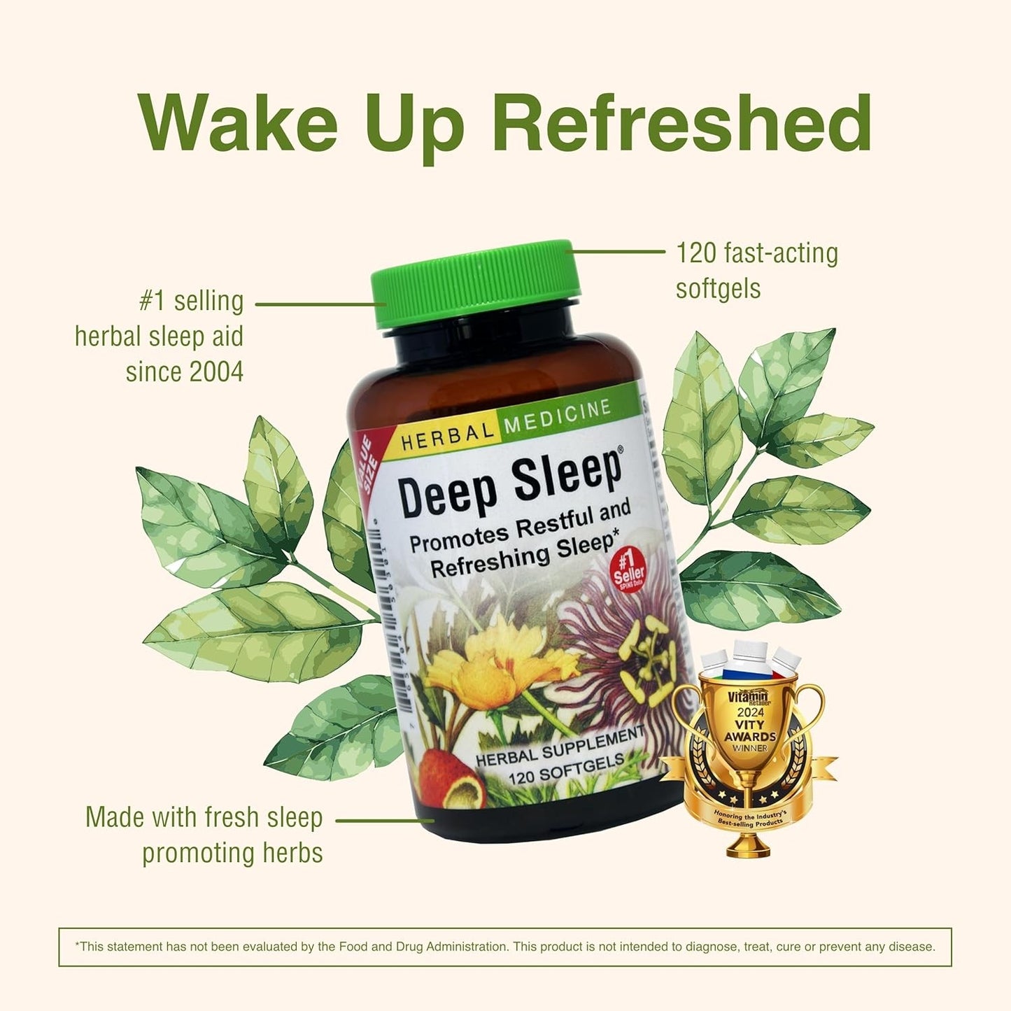 Herbs Etc. Deep Sleep Softgels, Herbal Sleep Support, 120 Softgels