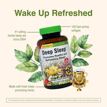 Herbs Etc. Deep Sleep Softgels, Herbal Sleep Support, 120 Softgels
