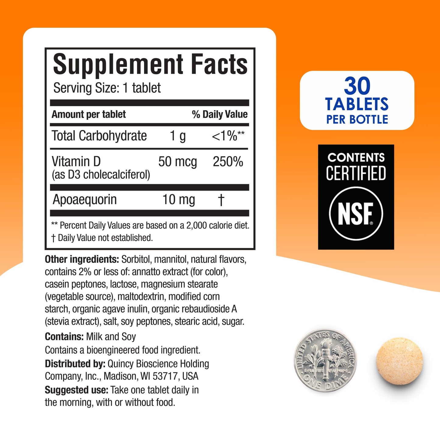 Prevagen Regular Strength Orange Chewables, 30ct 3 Pack, Prevagen with Apoaequorin & Vitamin D