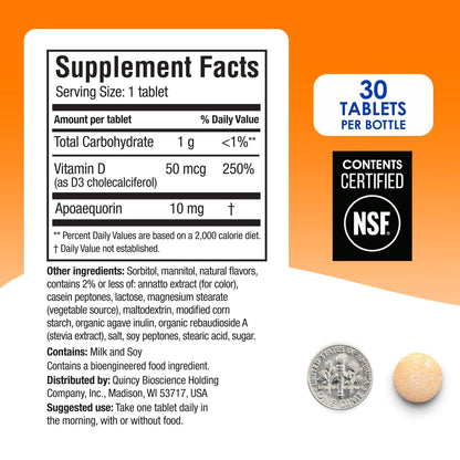 Prevagen Regular Strength Orange Chewables, 30ct 3 Pack, Prevagen with Apoaequorin & Vitamin D