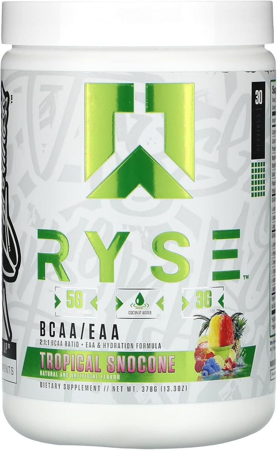 RYSE Up Supplements BCAA + EAA, 30 Servings, Tropical Snocone Pack of 2