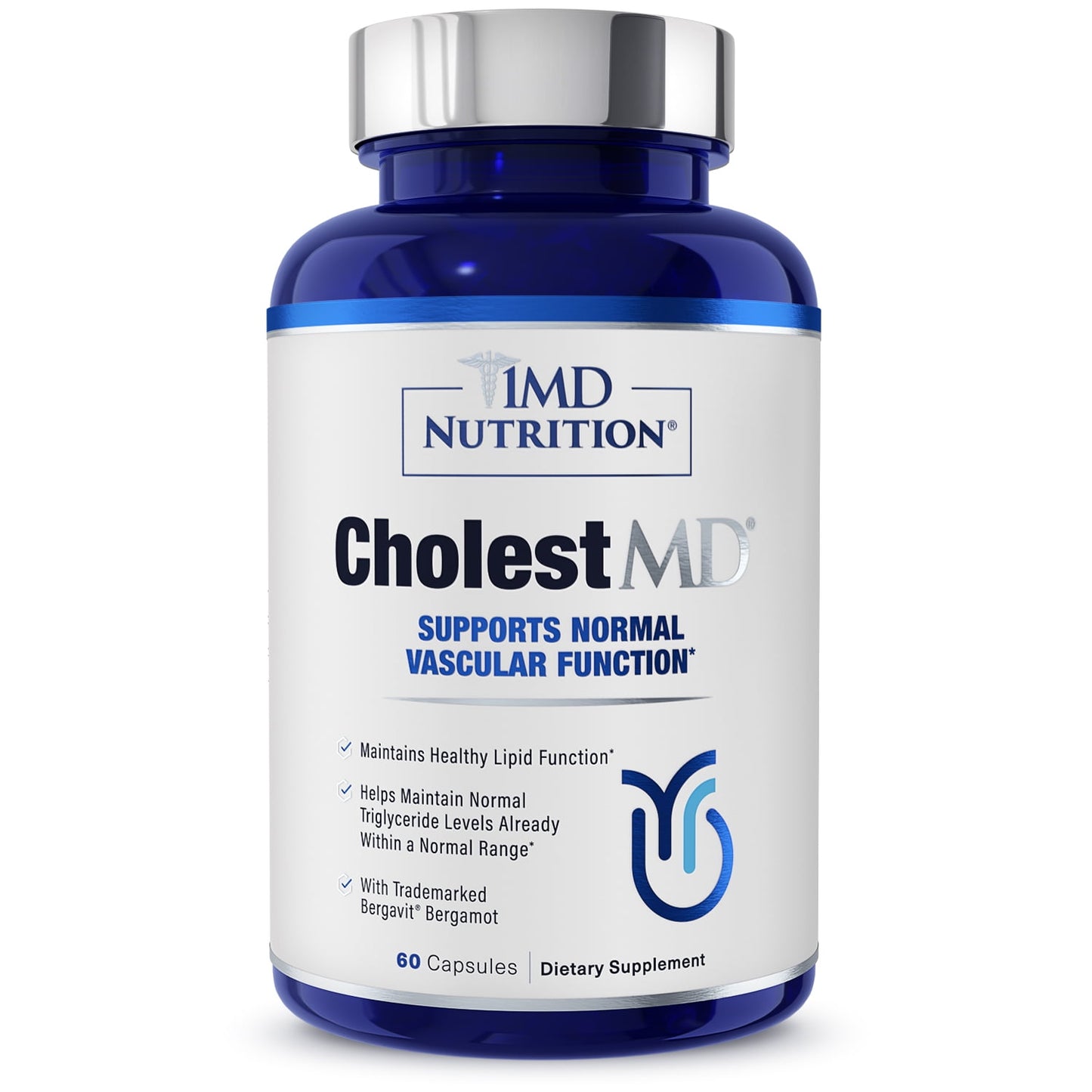 1MD Nutrition CholestMD with Olive Leaf Extract, Bergavit, Niacin, Garlic | 60 Capsules