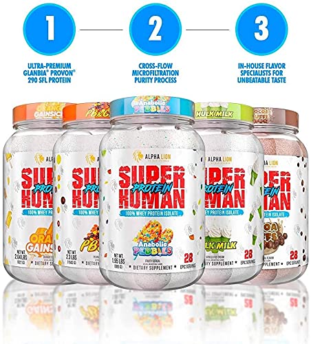 ALPHA LION Superhuman Whey Protein Powder, Great Tasting Pure Whey Protein Isolate, Low Carb, Low Sugar, No Bloat Post Workout, Muscle Recovery & Growth (28 Servings, Orange Gainsicle)